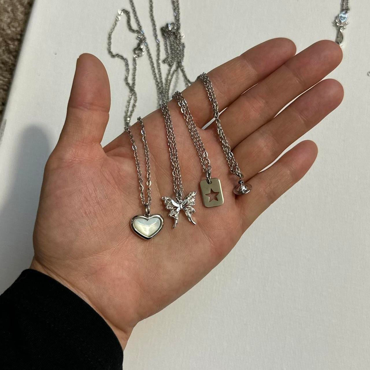 silver shell heart necklace