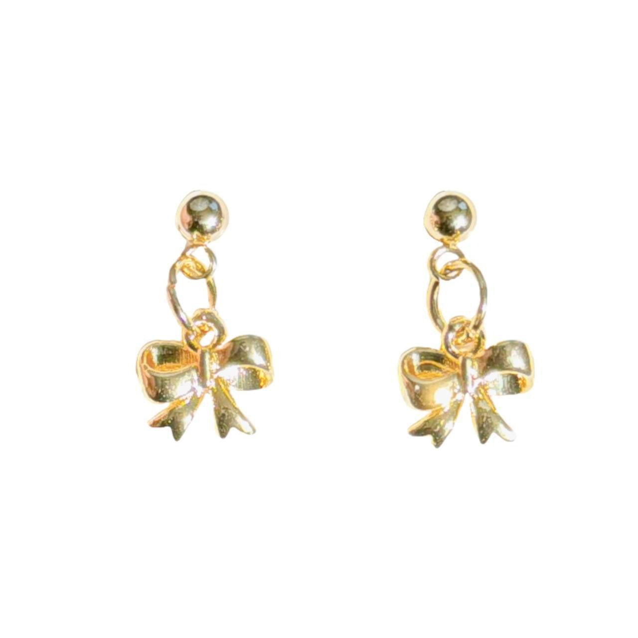 Dainty Gold Bow Earrings