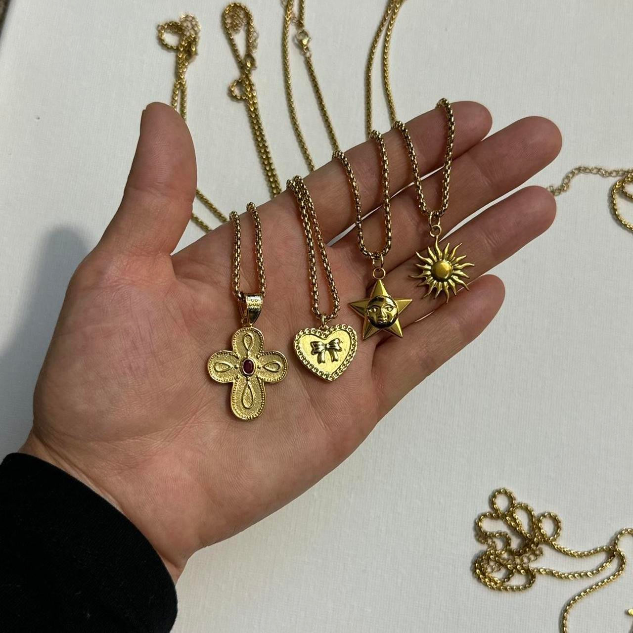 gold rhinestone cross necklace