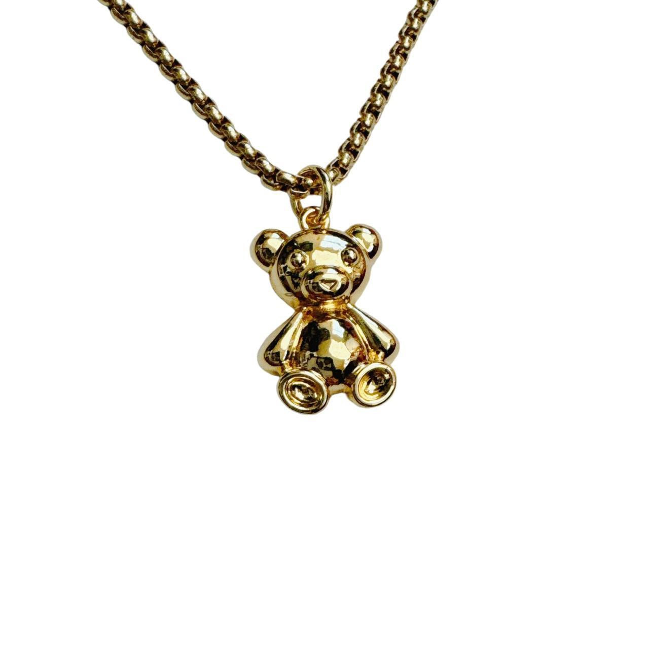 gold teddy bear necklace