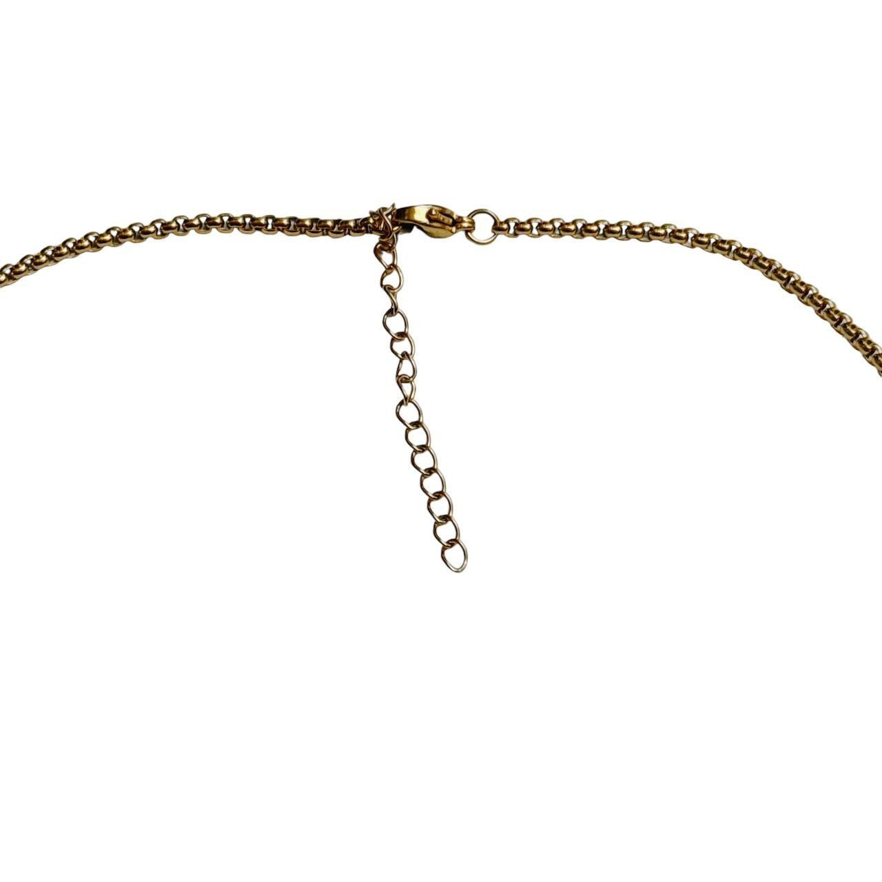 gold star moon face necklace