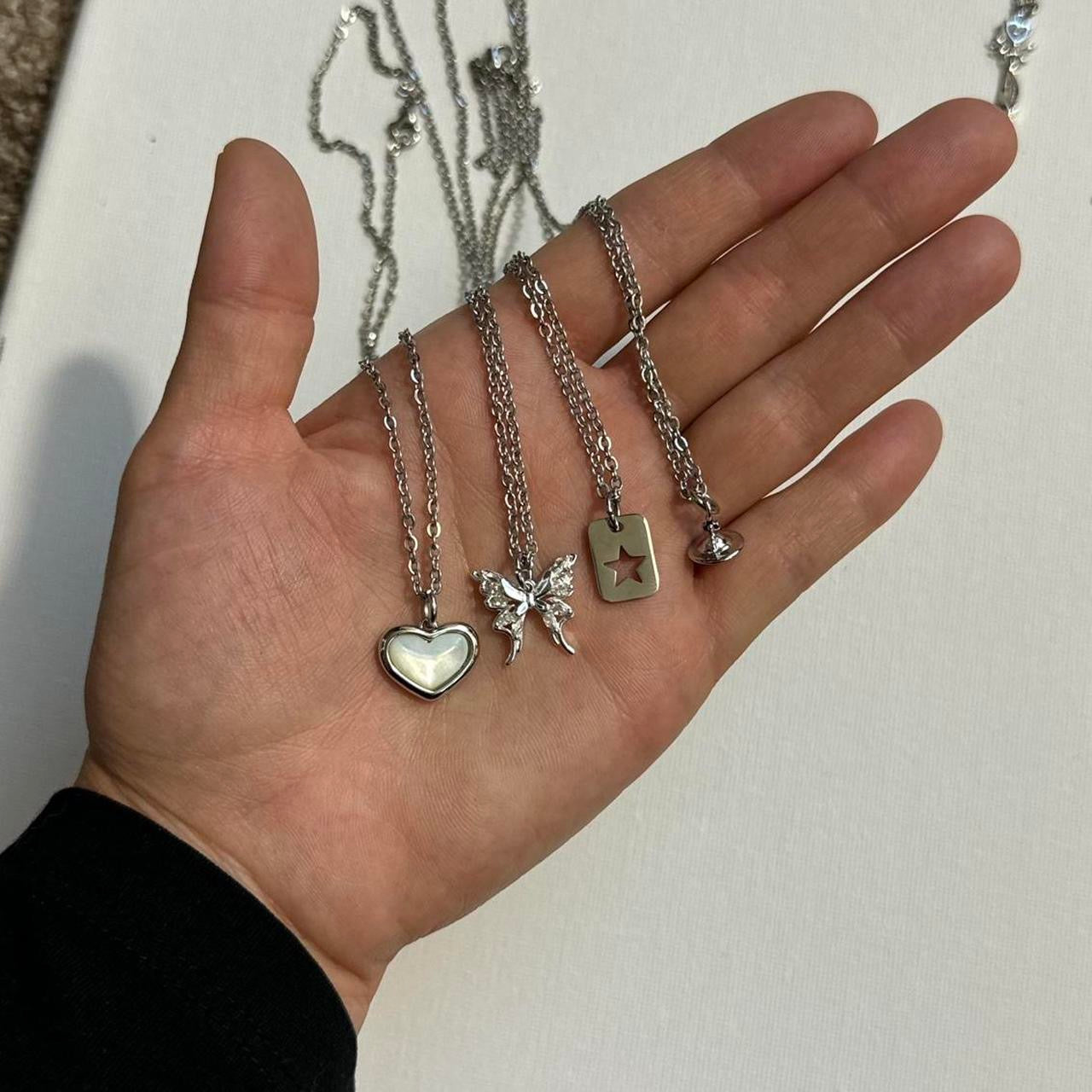 silver rhinestone butterfly necklace