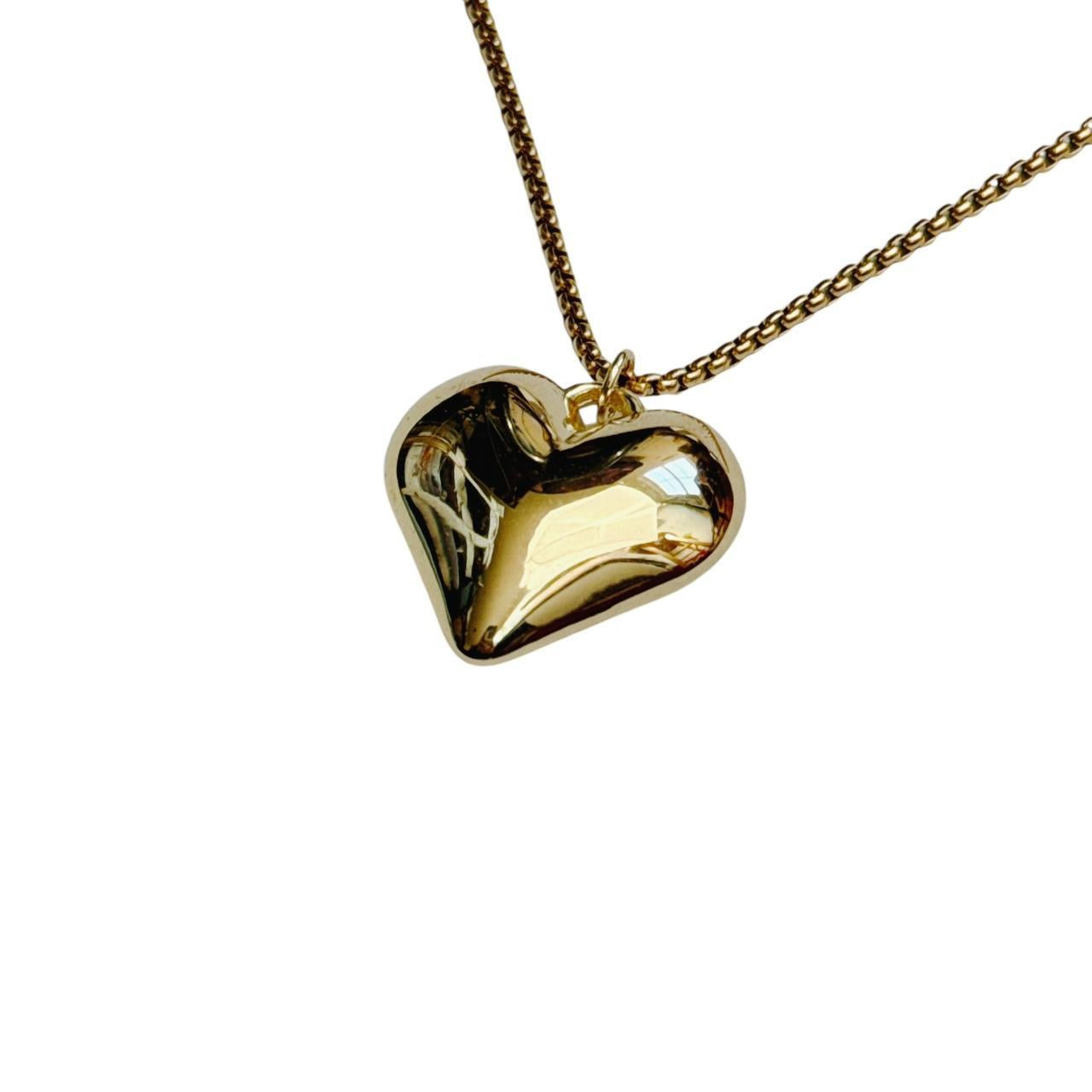 gold large puffy heart necklace