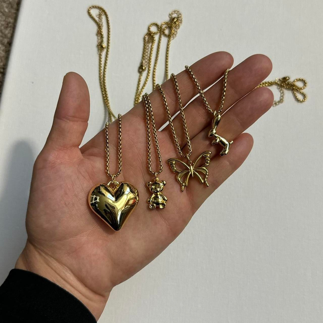 gold teddy bear necklace