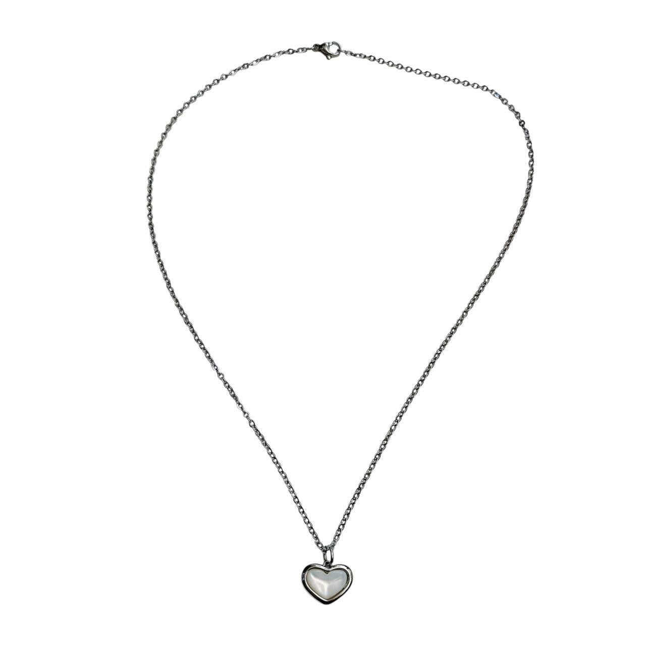 silver shell heart necklace