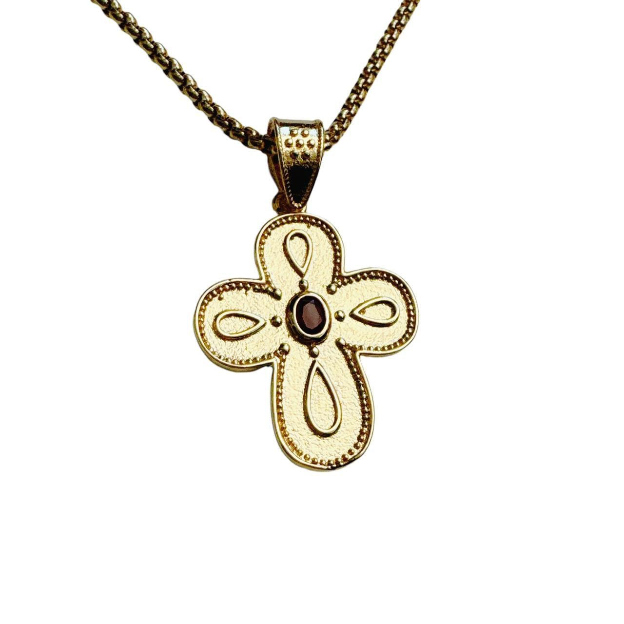 gold rhinestone cross necklace