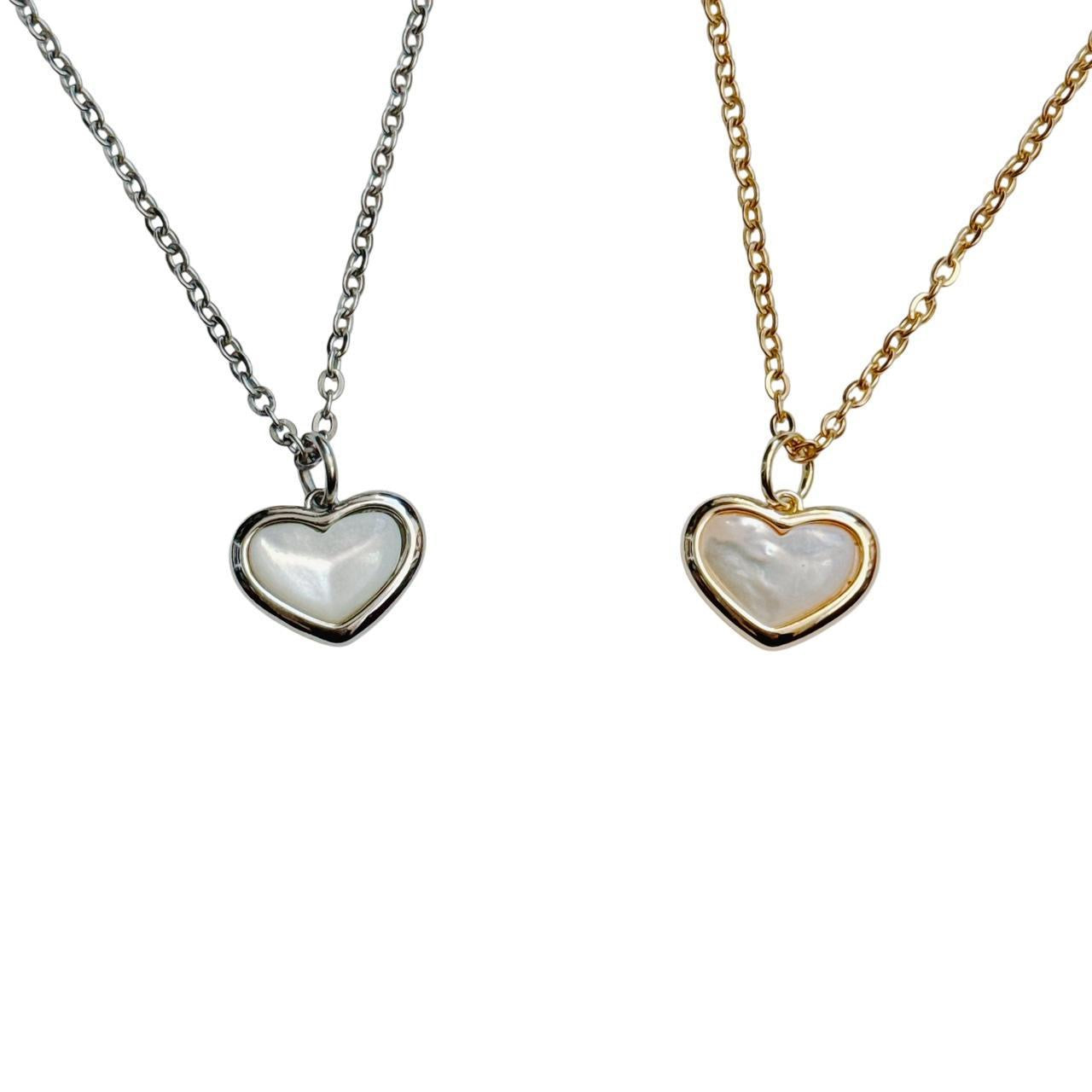 silver shell heart necklace