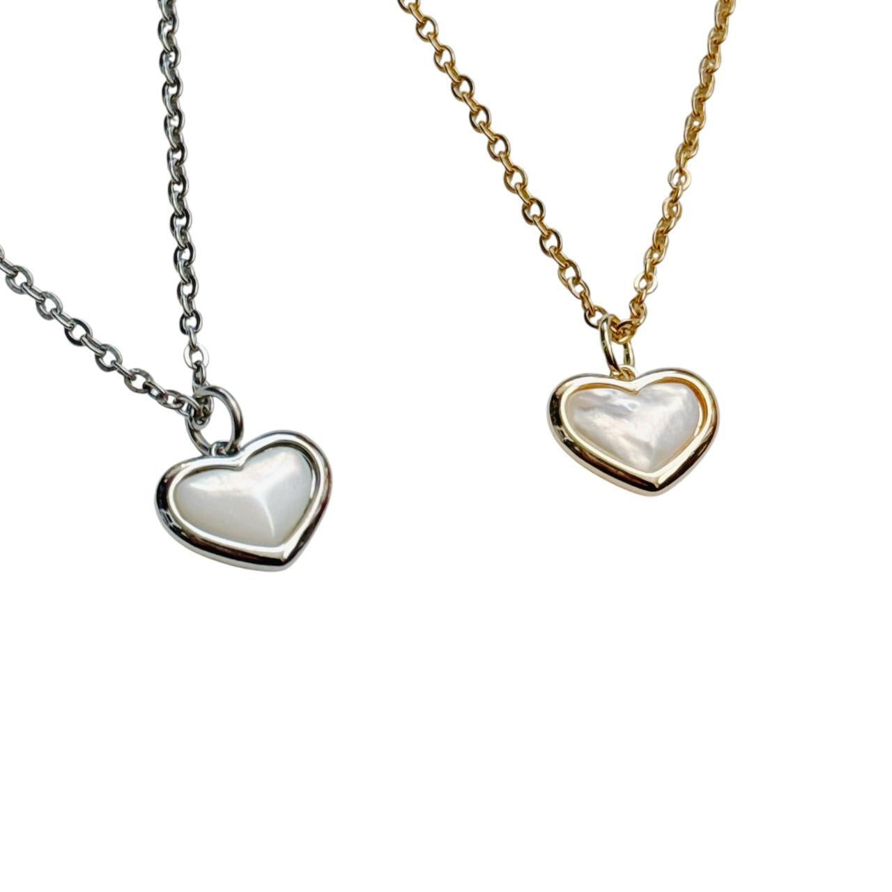 silver shell heart necklace