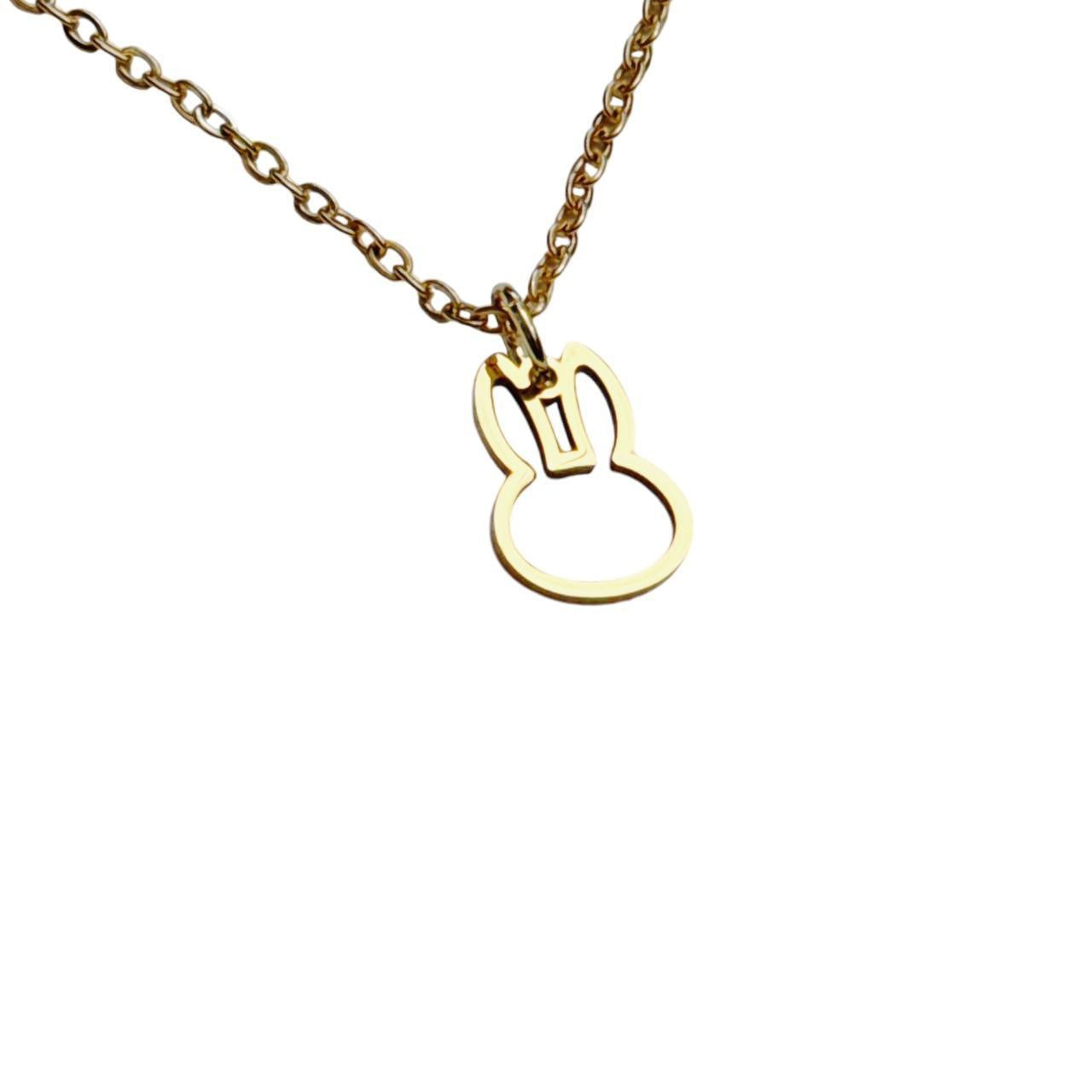 gold hollow bunny necklace