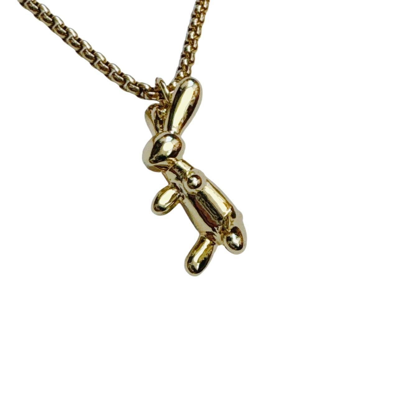 gold 3D bunny necklace