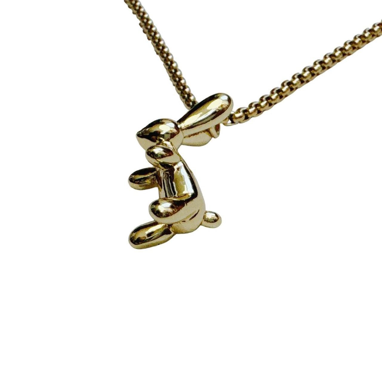 gold 3D bunny necklace