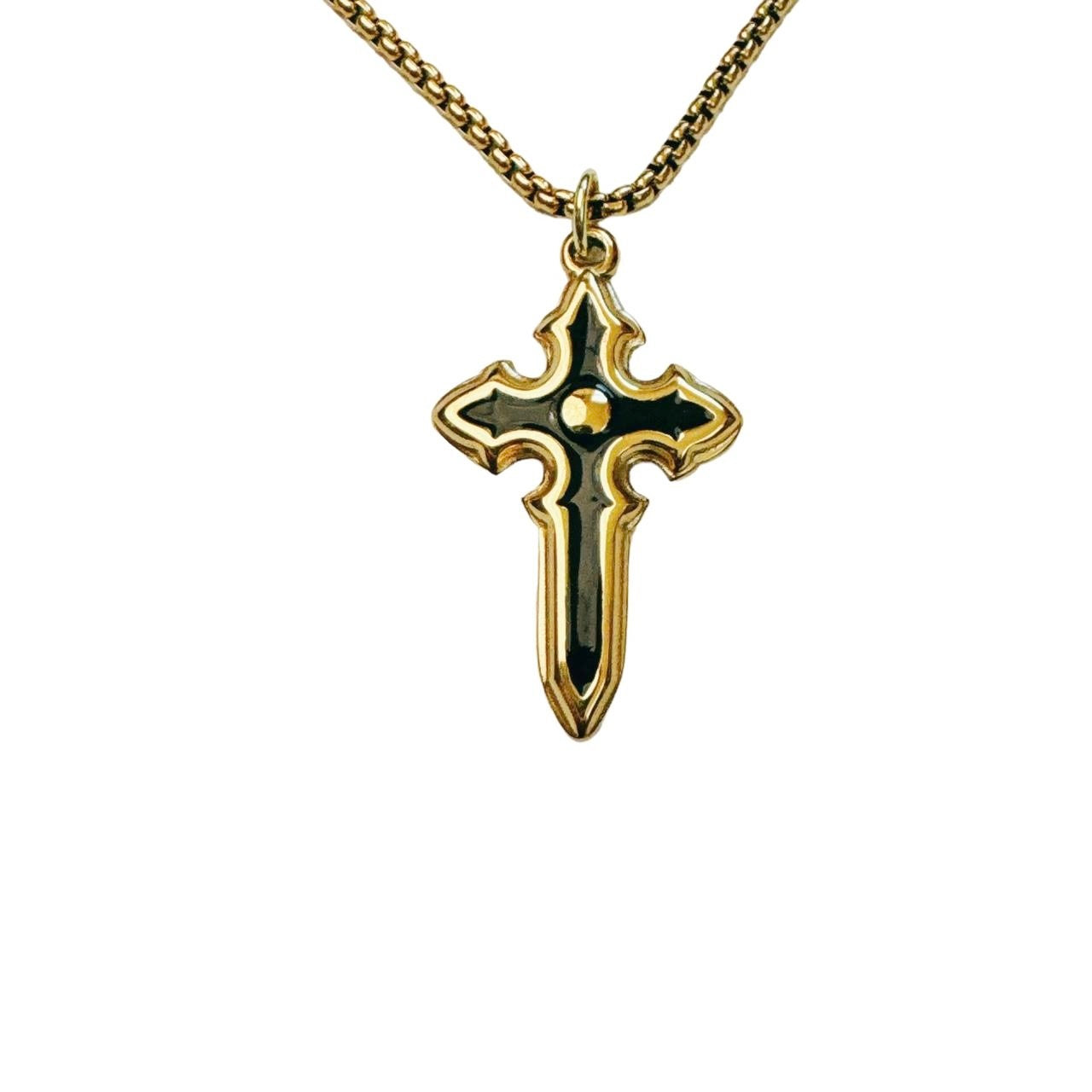 New shops Dainty Handmade Gold & Black Enamel Cross Necklace