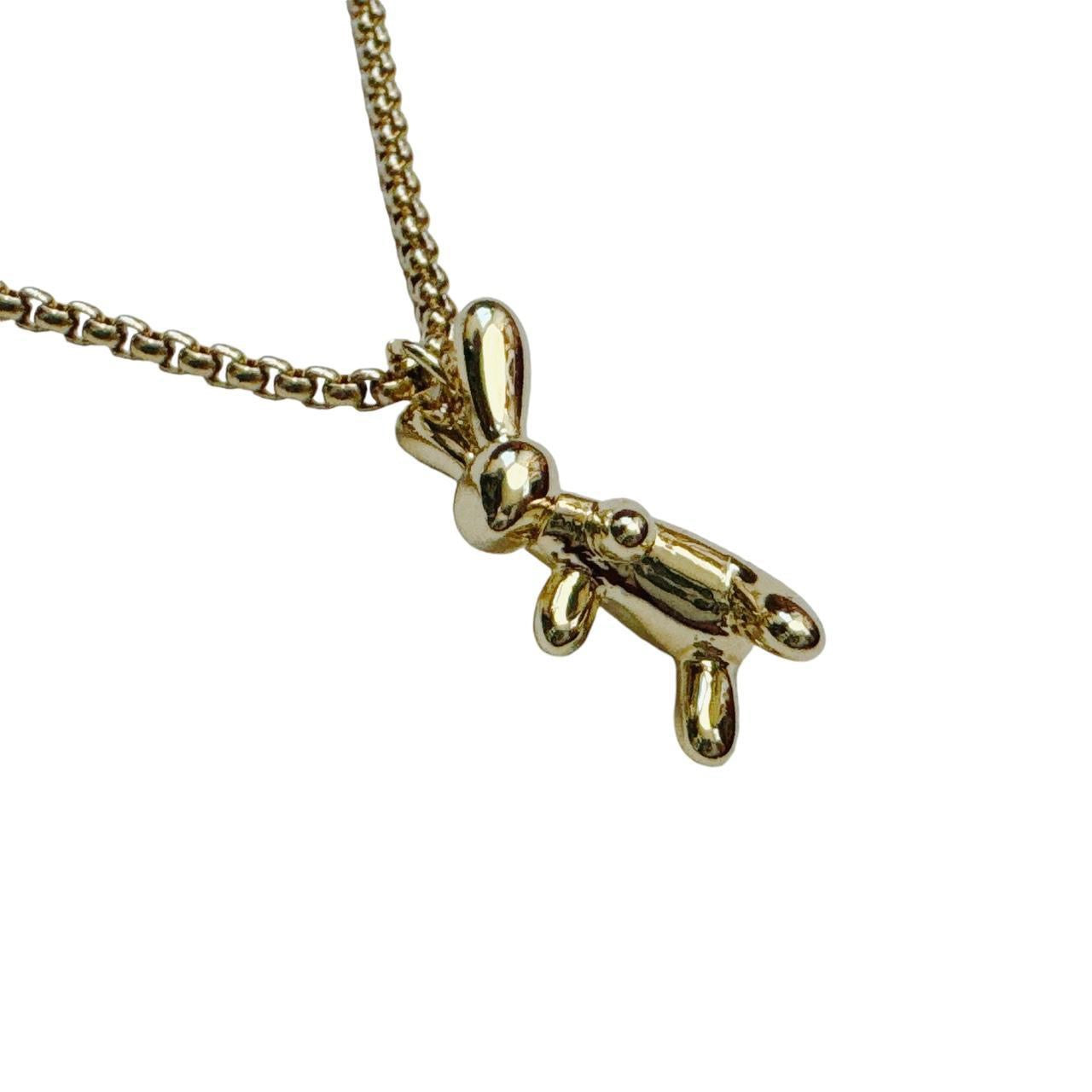 gold 3D bunny necklace