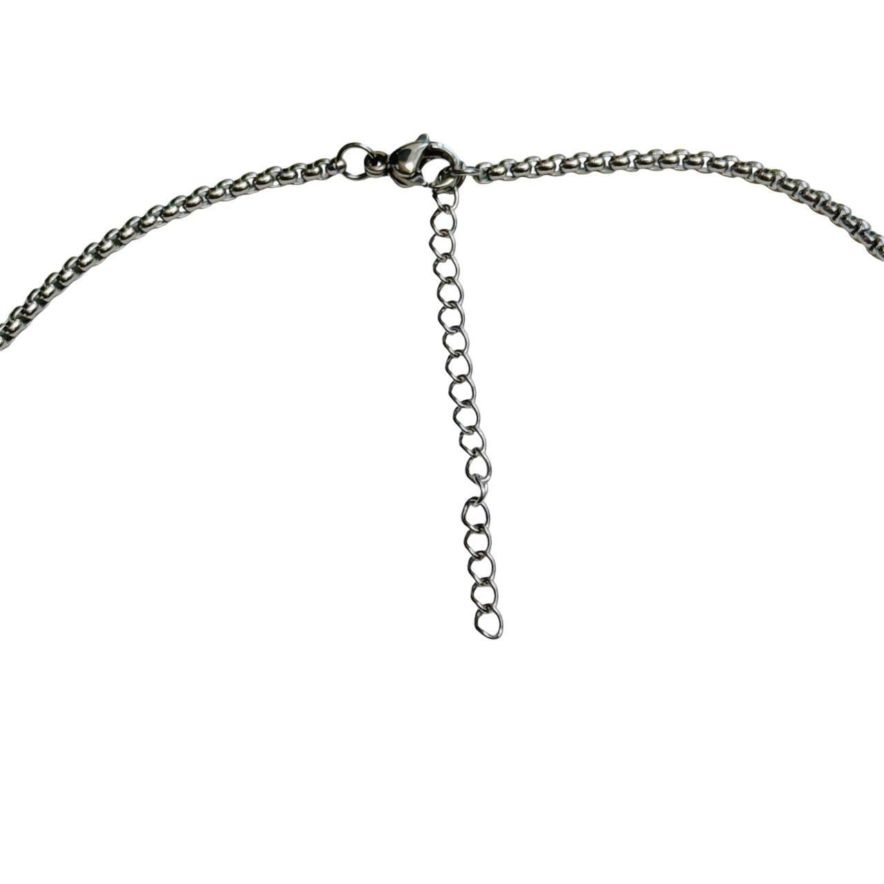 silver hollow flower necklace