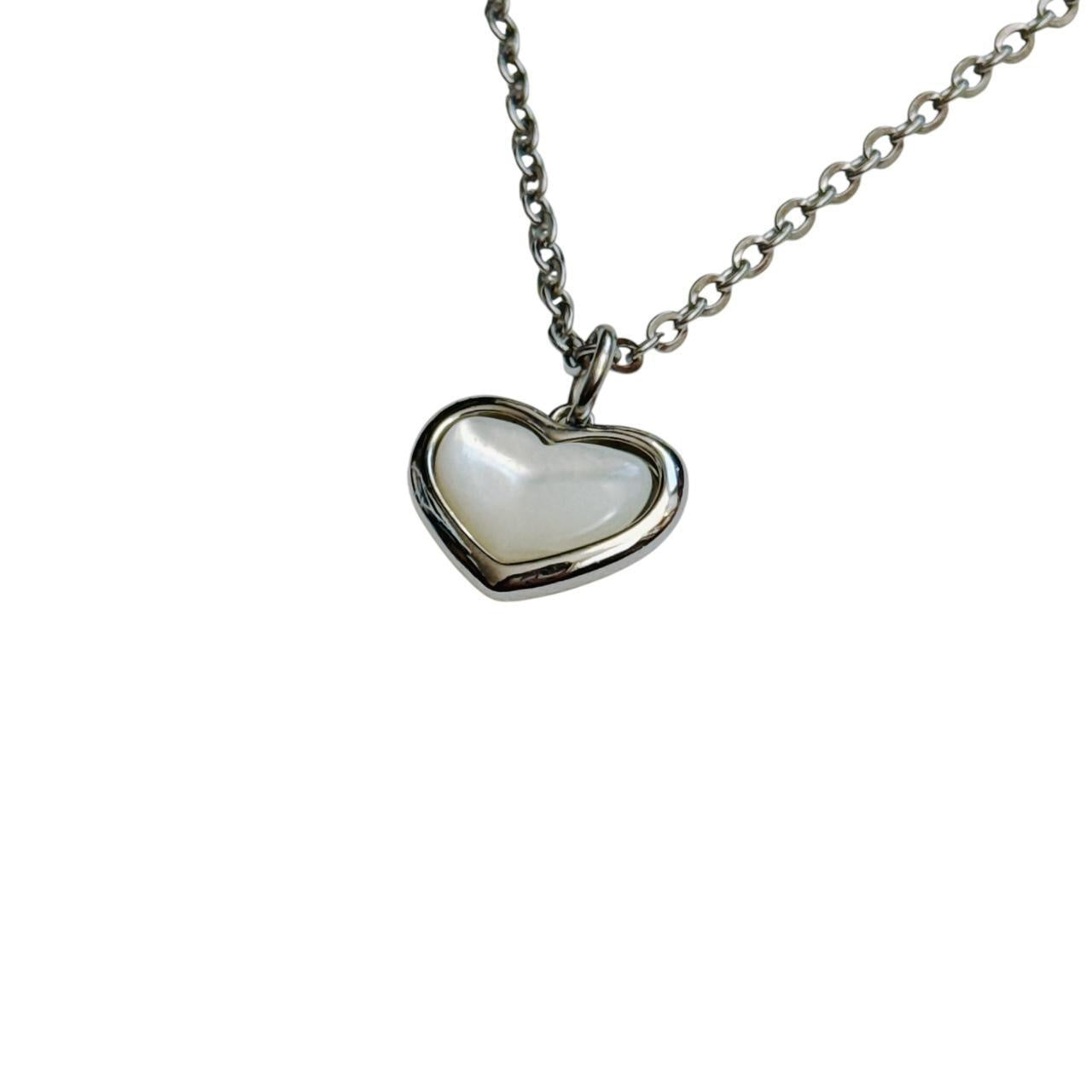 silver shell heart necklace
