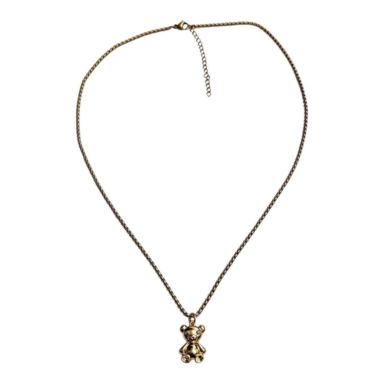 gold teddy bear necklace