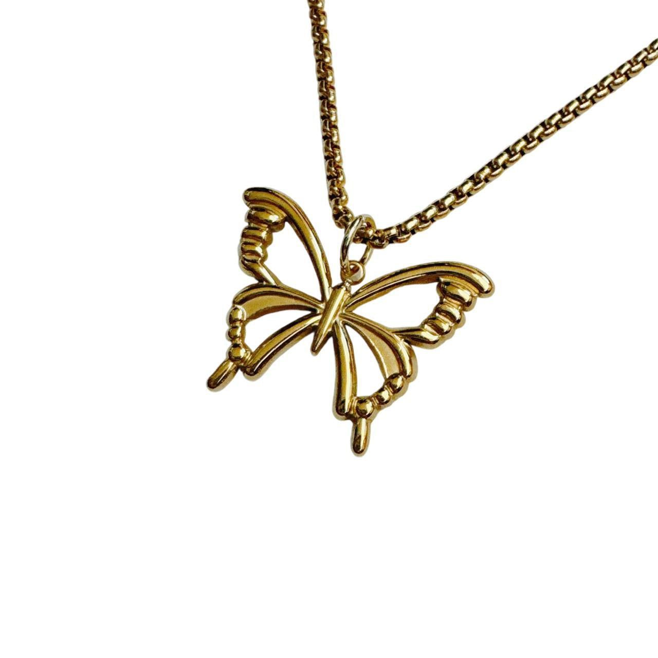 gold butterfly necklace
