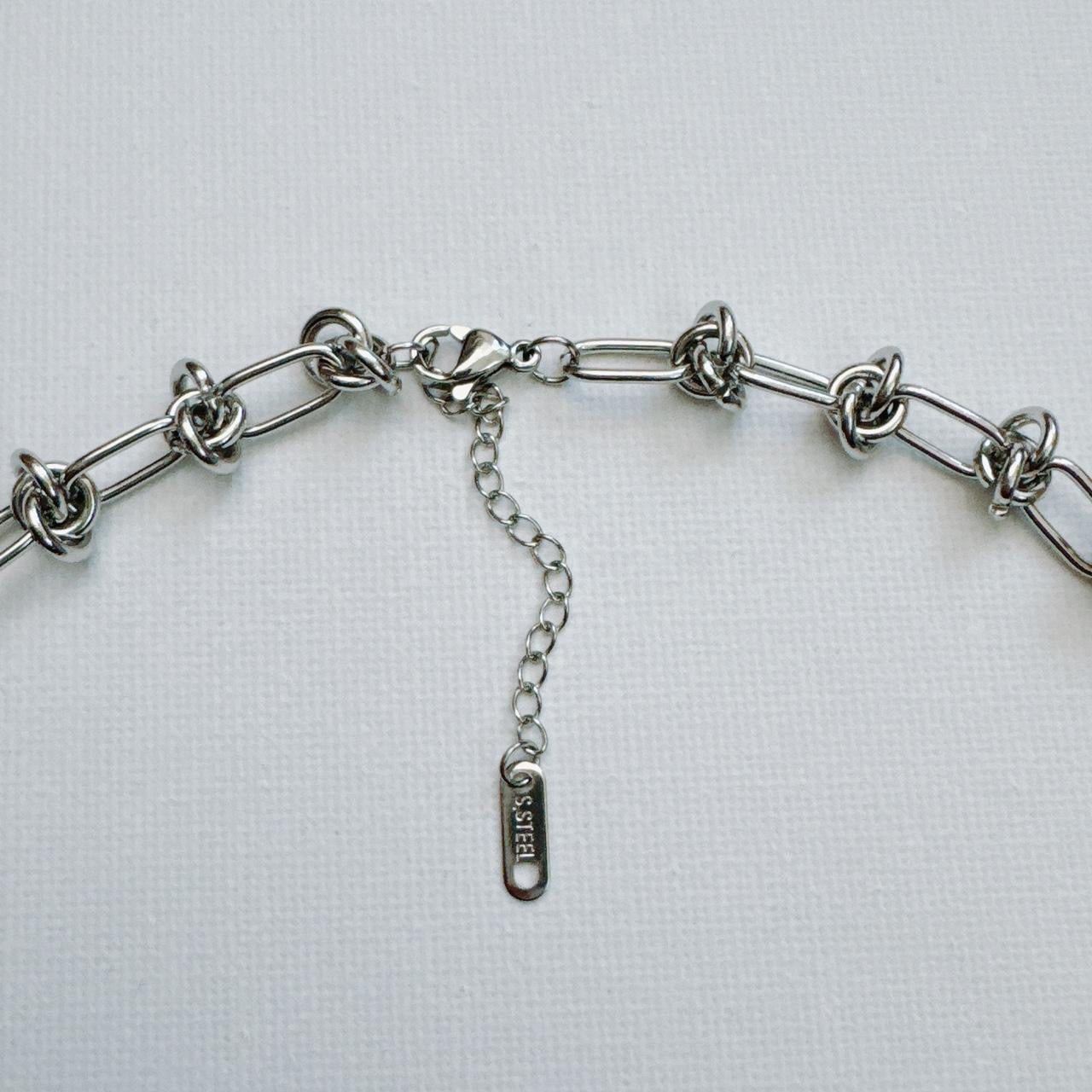 silver chain mail charm necklace - bunny