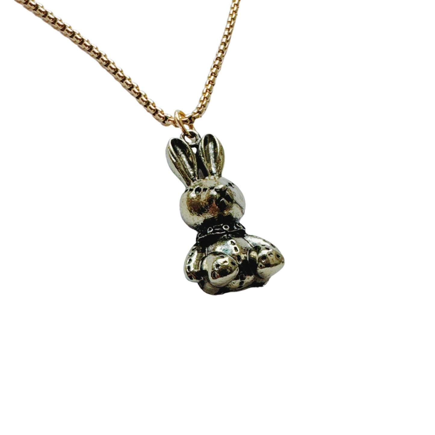 Gold Stitched Bunny Necklace