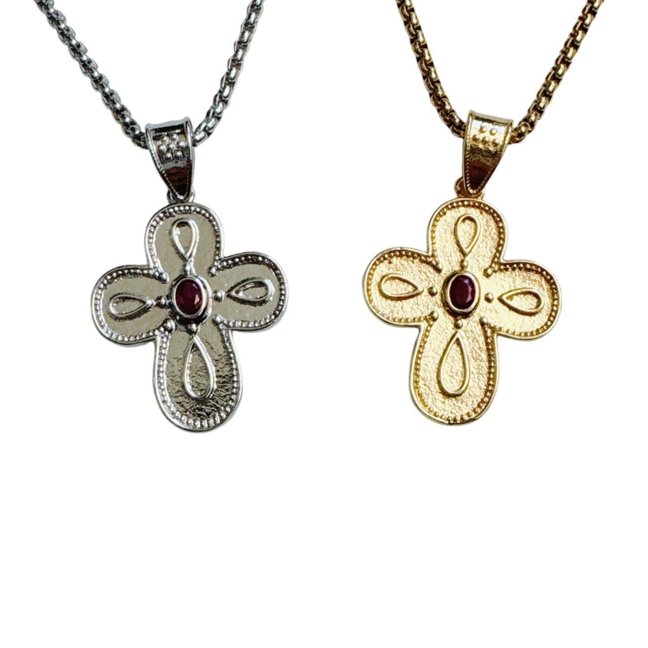 gold rhinestone cross necklace