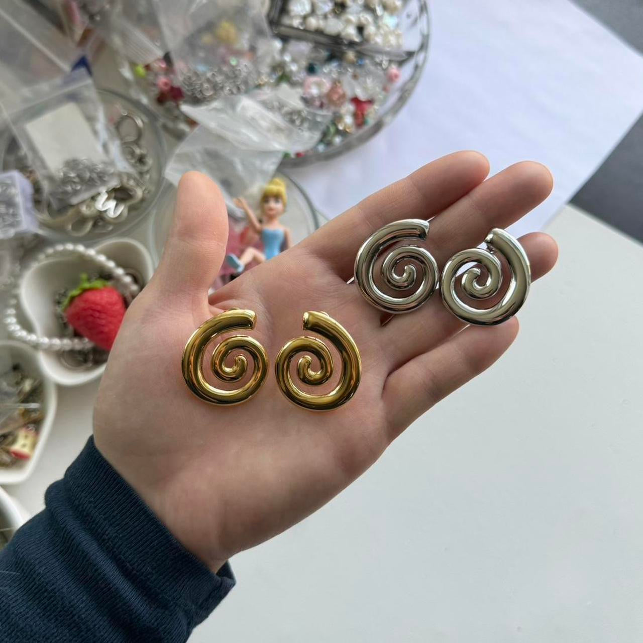 silver spiral earrings