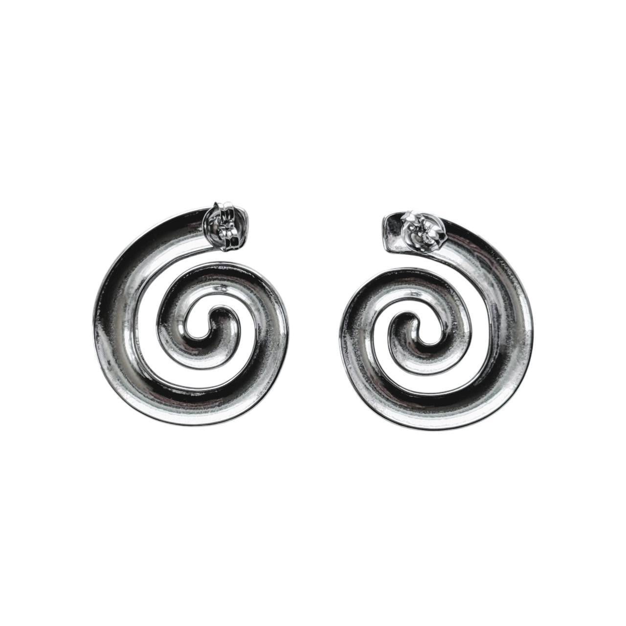 silver spiral earrings