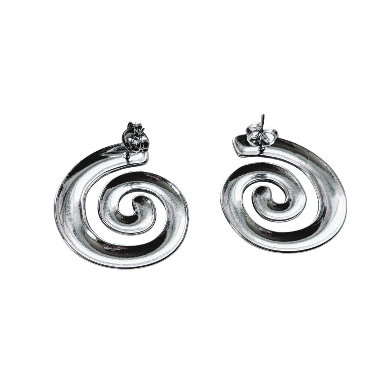 silver spiral earrings