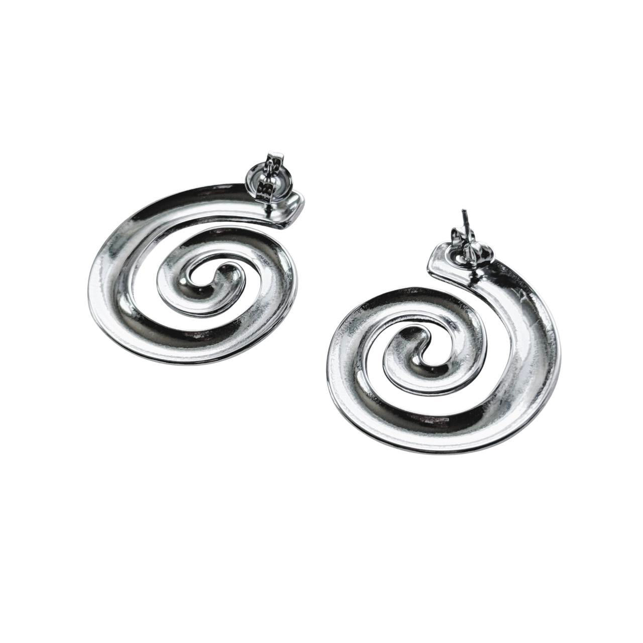 silver spiral earrings