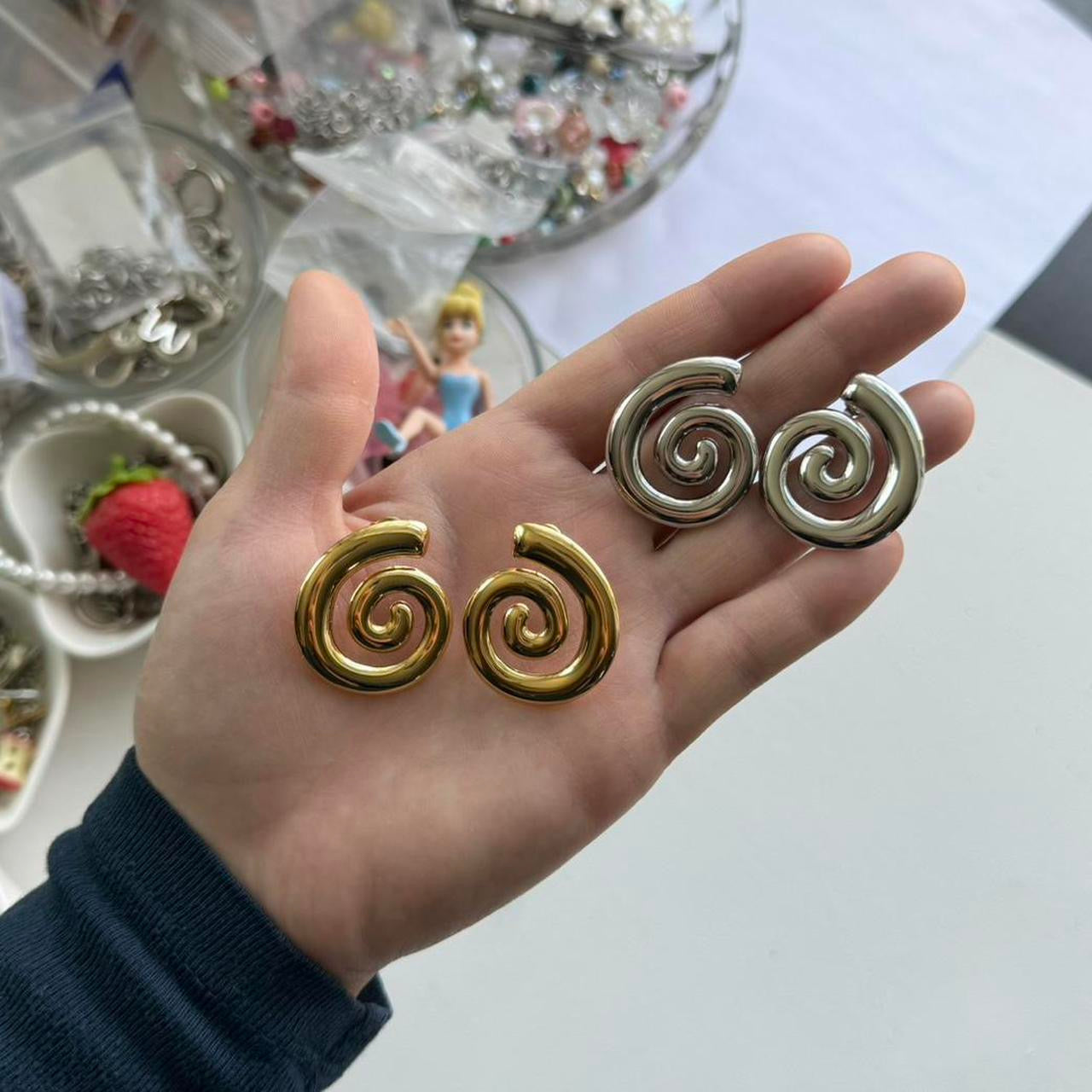 gold spiral earrings