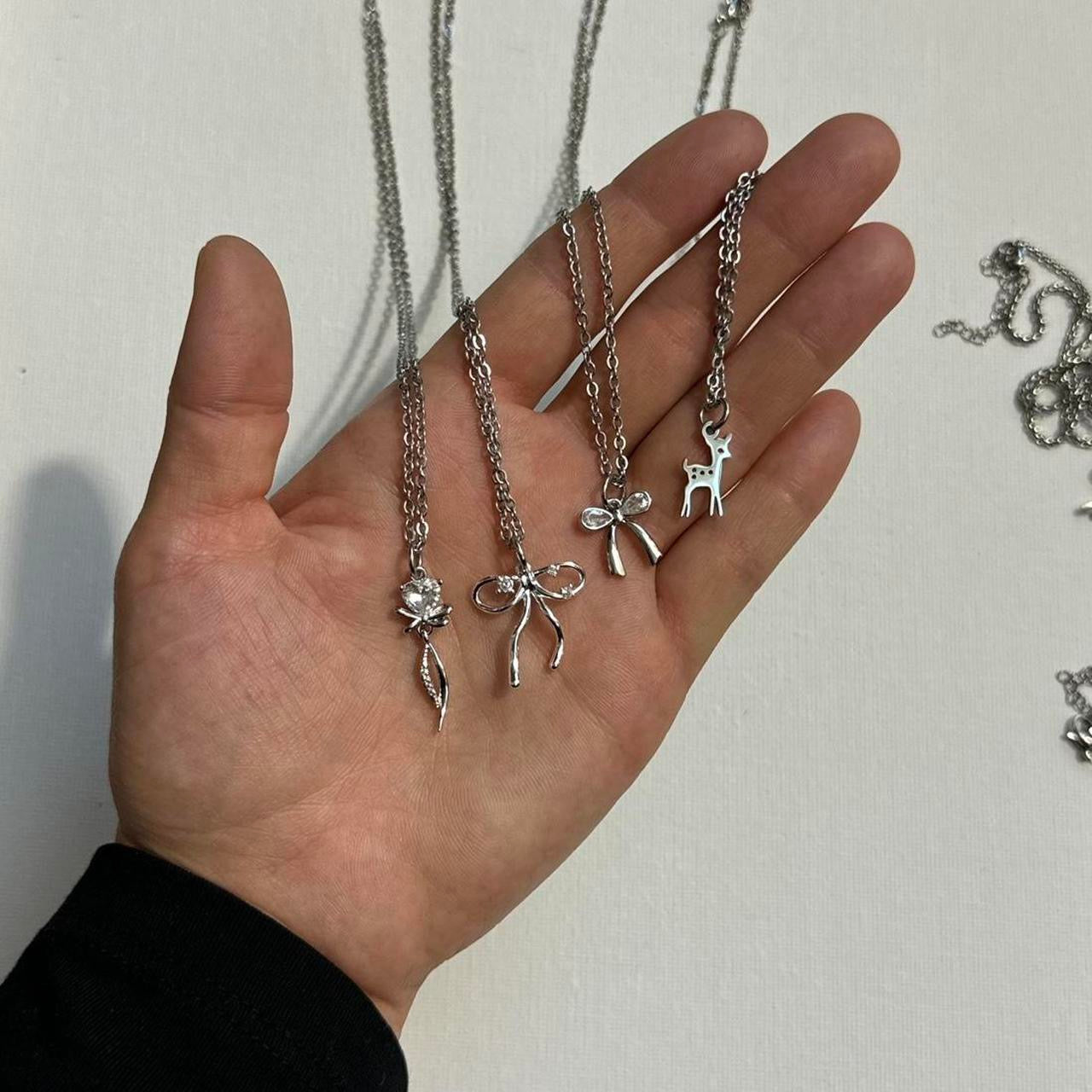 silver rhinestone fairy heart necklace