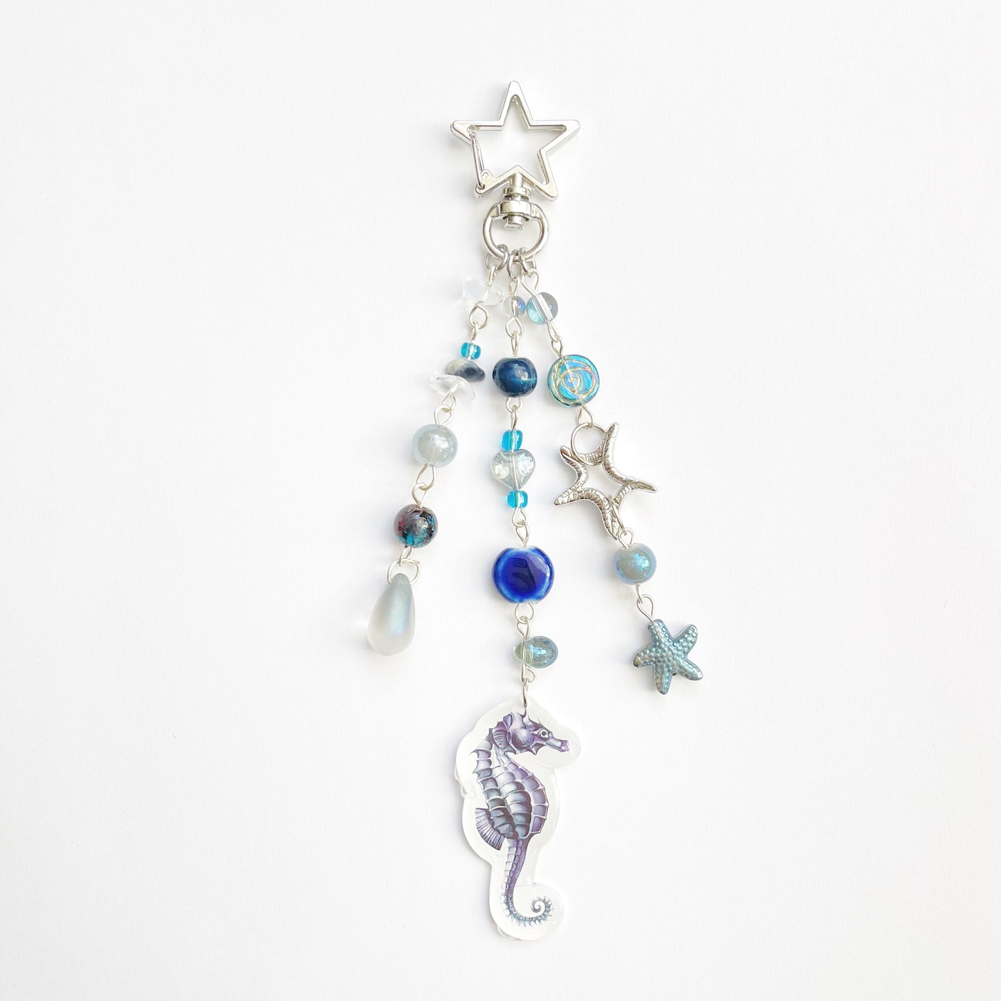 Blue Seahorse Keychain