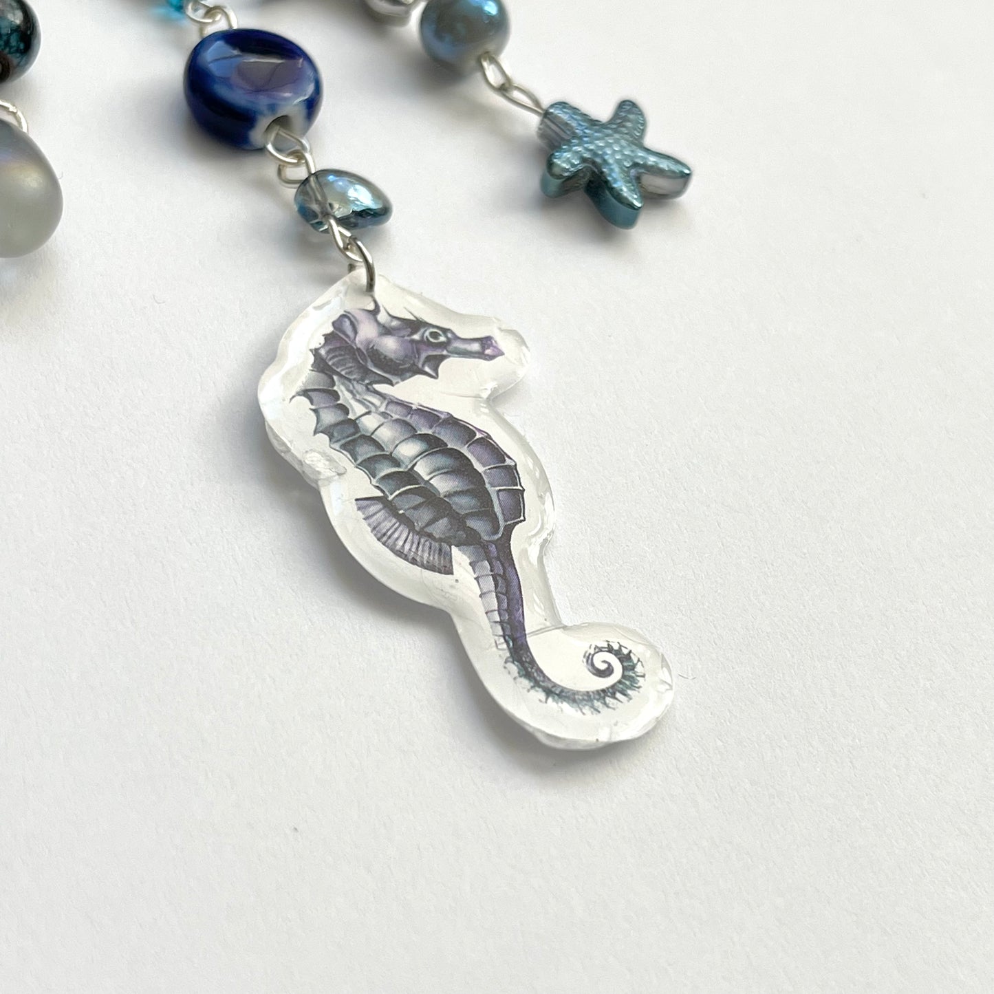 Blue Seahorse Keychain
