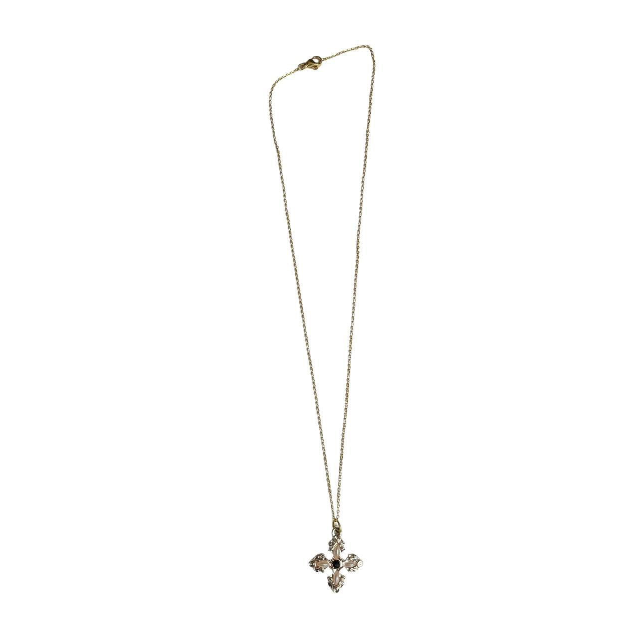 Gold Pearl Cross Necklace