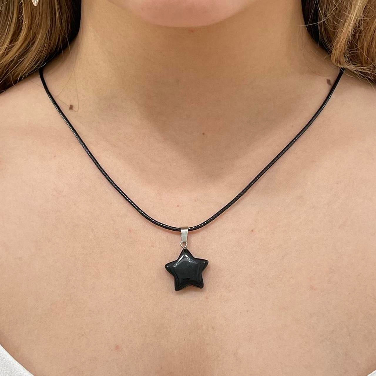 Black Glass Star Necklace