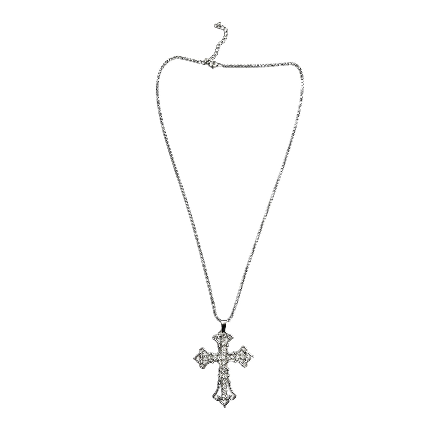 Large Rhinestone Cross Necklace