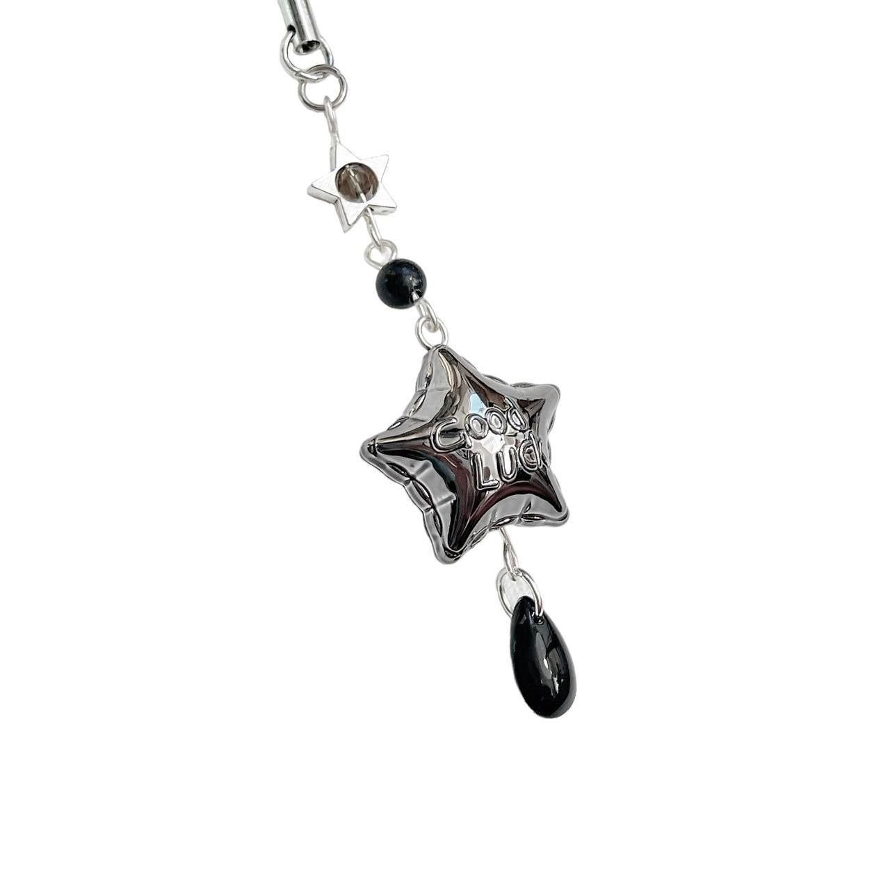 Good Luck Star Phone Charm - Black