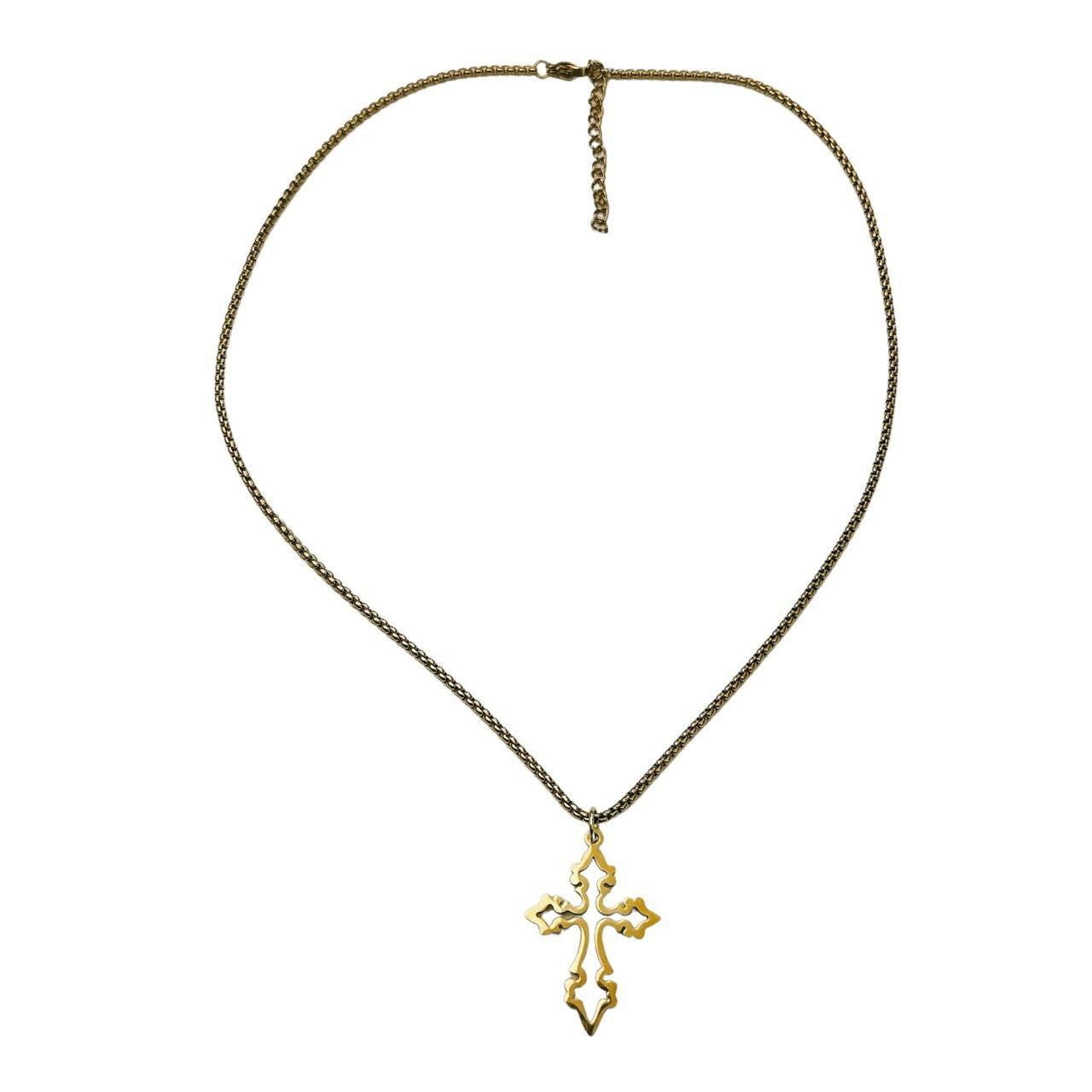 gold hollow cross necklace