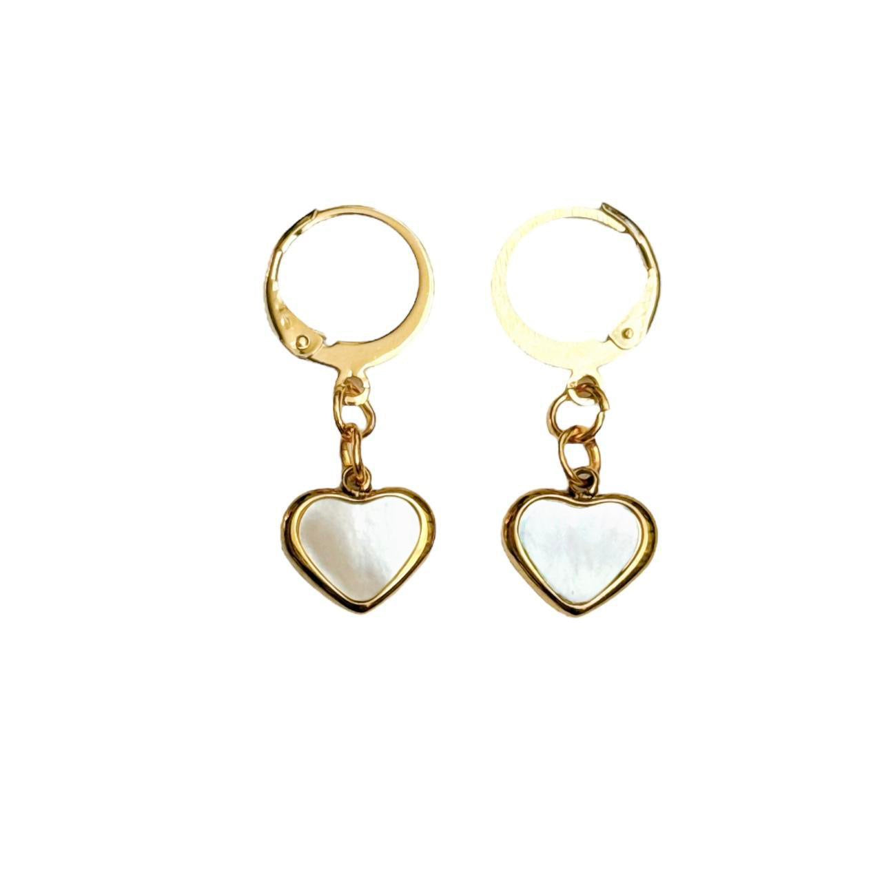 Gold Shell Heart Earrings