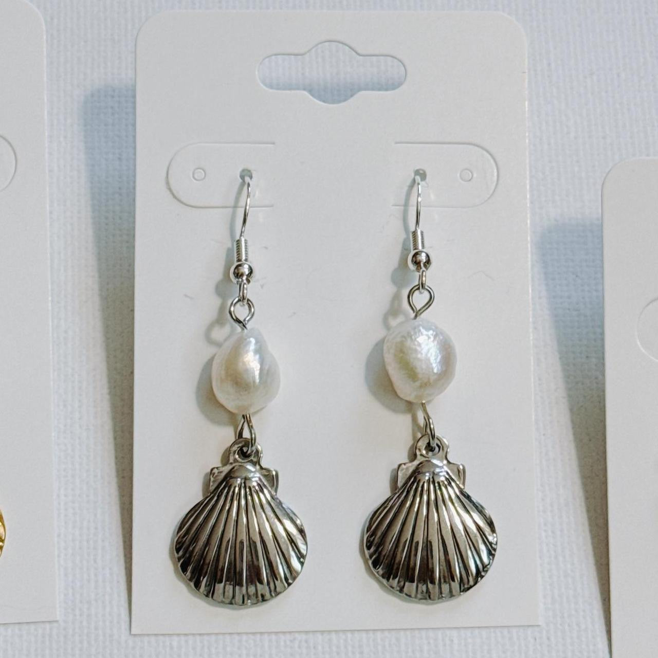 silver pearl shell earrings