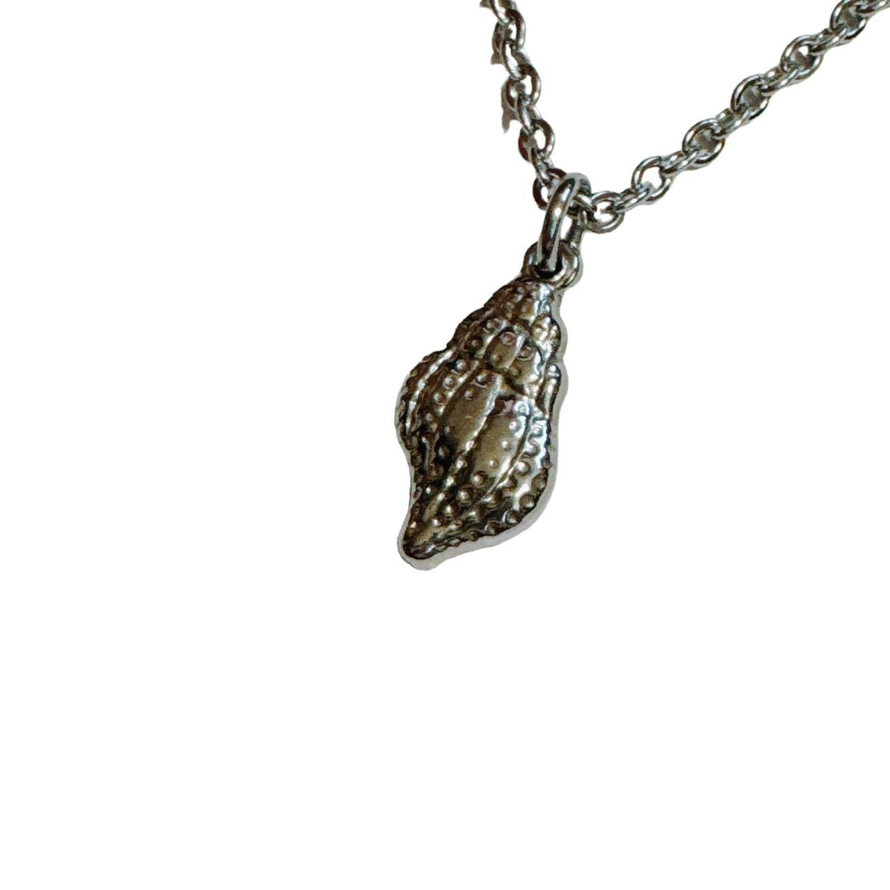 silver sea snail shell necklace