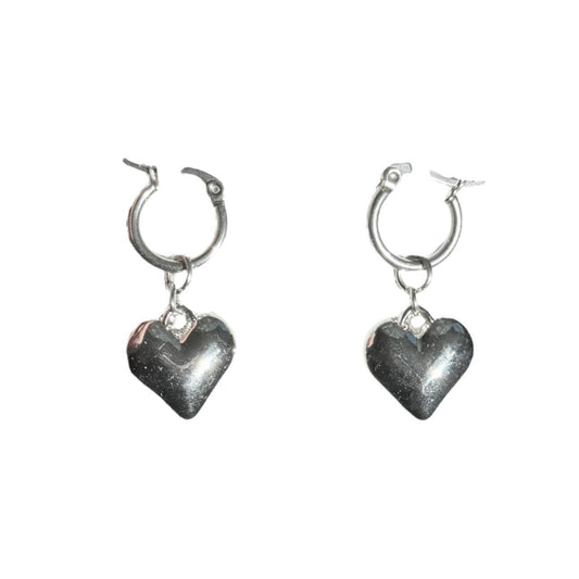 Silver Heart Hoop Earrings