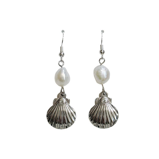 silver pearl shell earrings