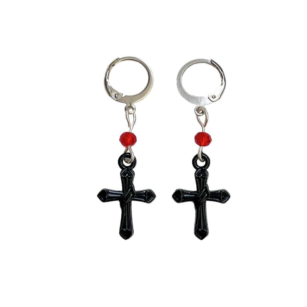 Black Cross Earrings