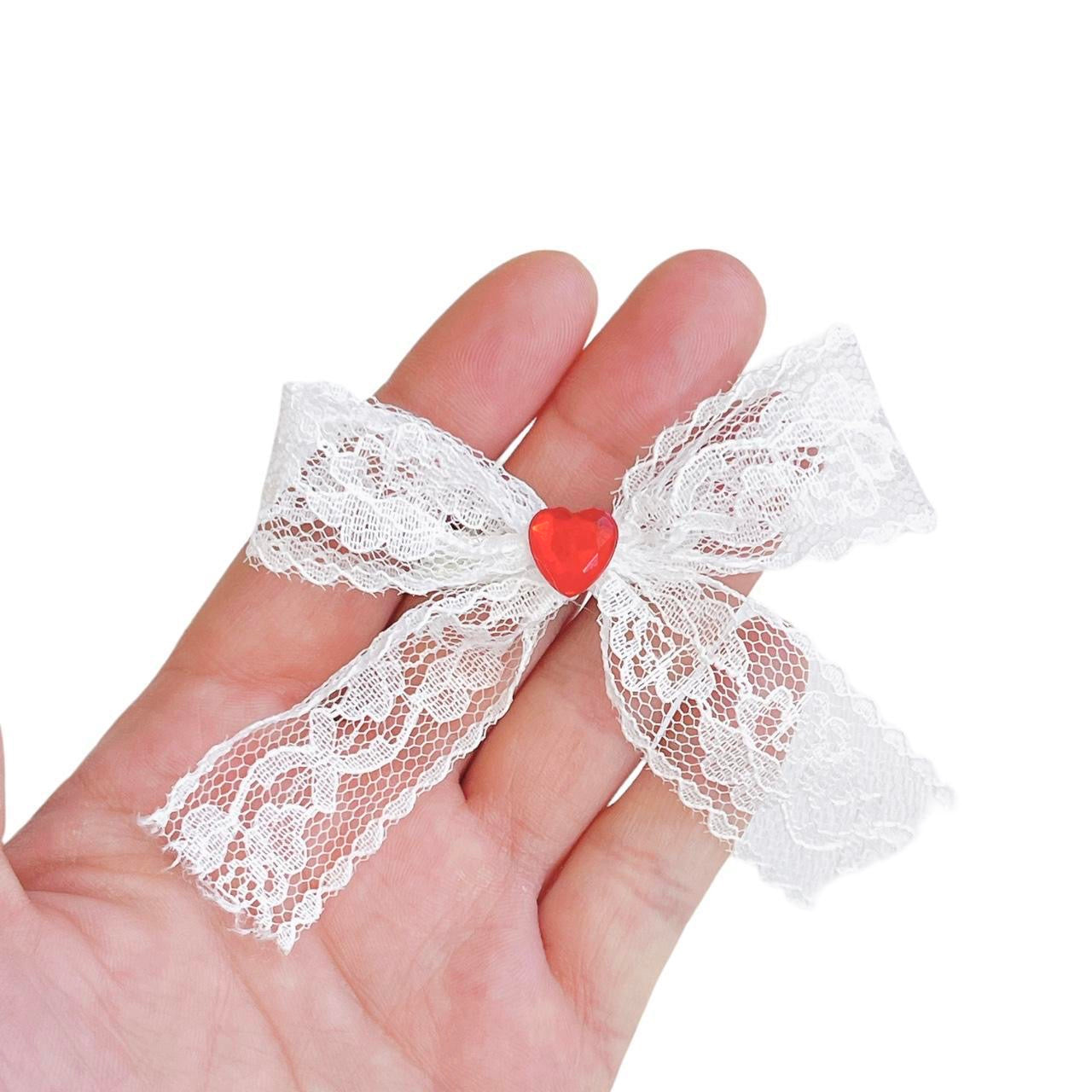 Lace Heart Bow Hair Clip