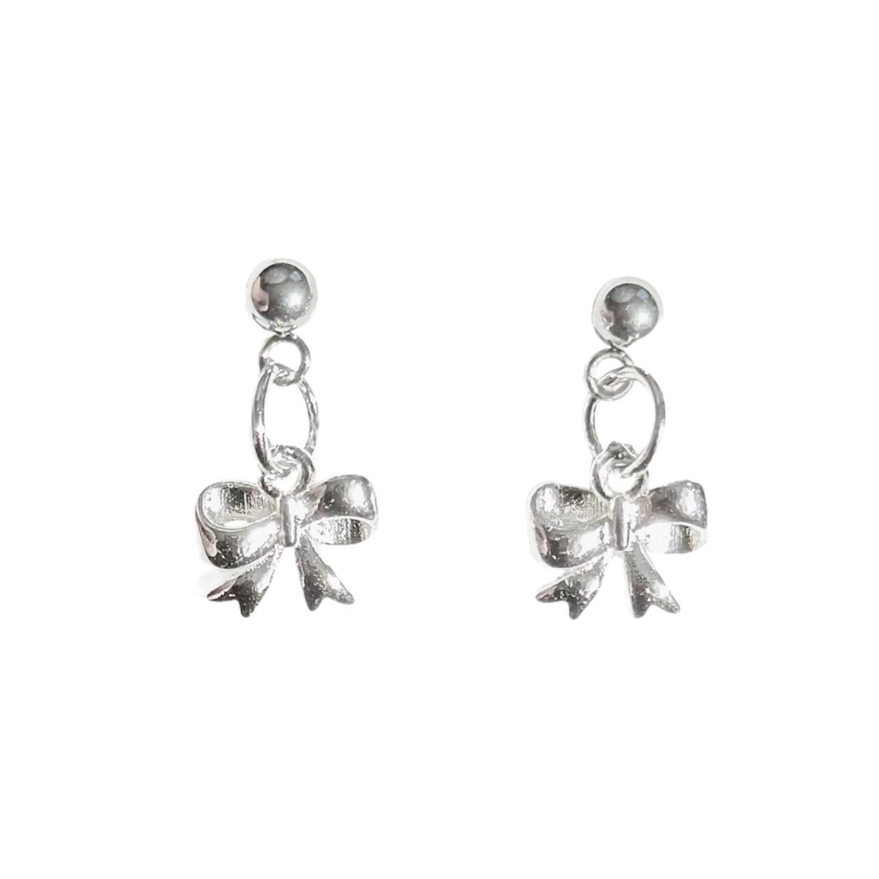 Dainty Silver Bow Earrings