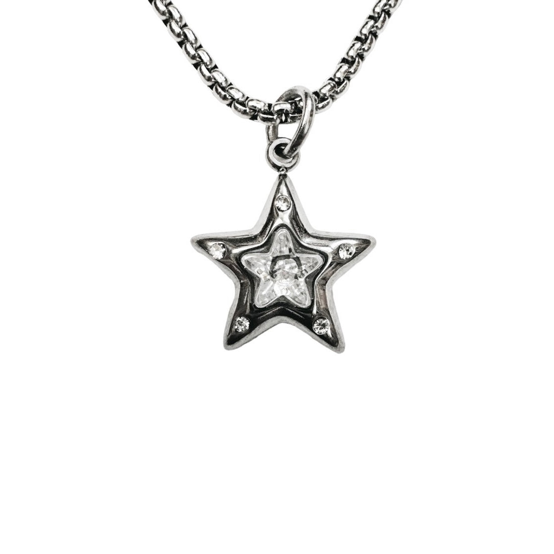 silver rhinestone star necklace