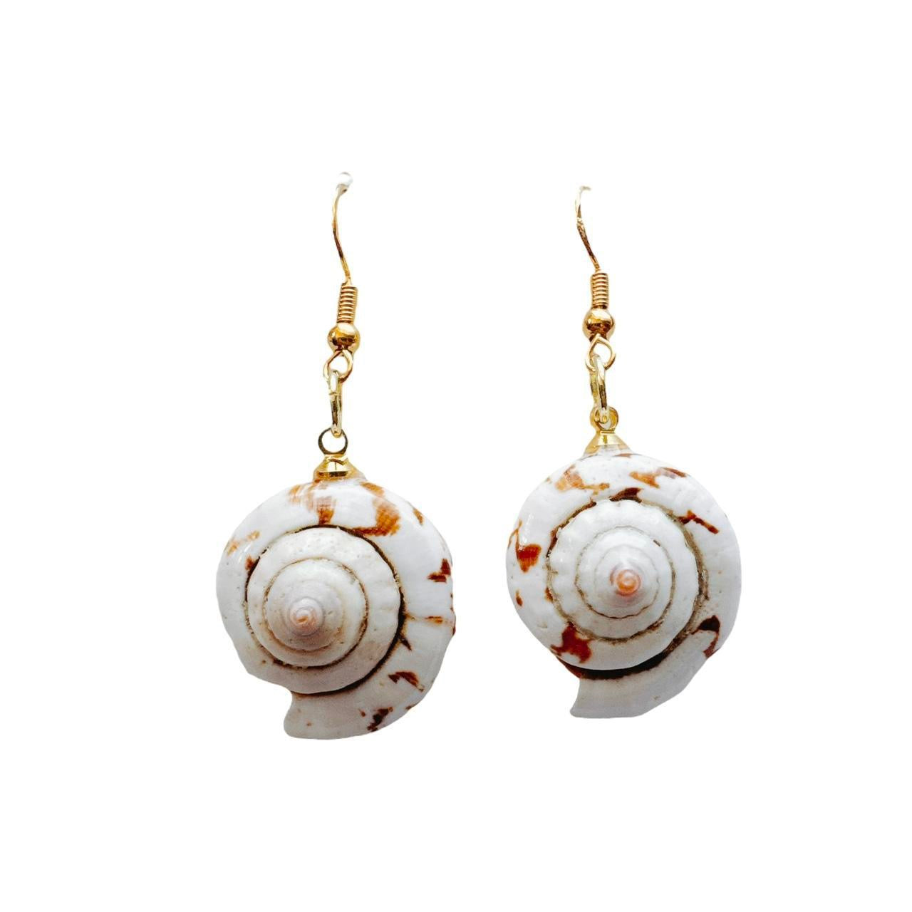 gold spiral shell earrings