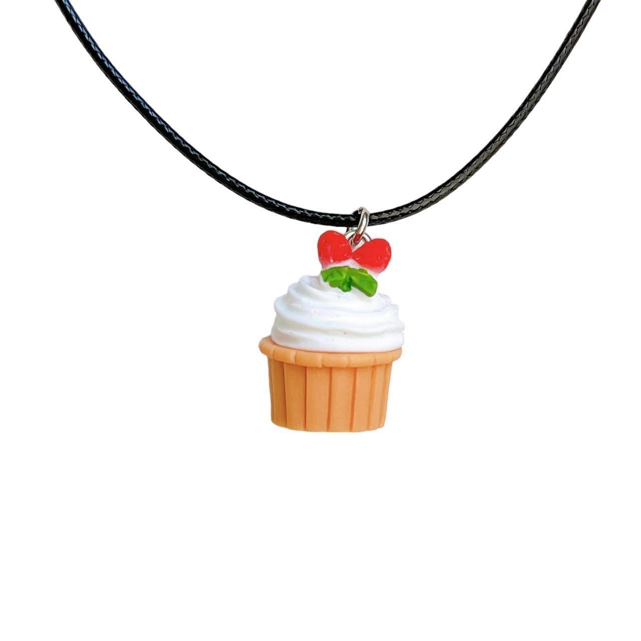 Strawberry Cupcake Cord Necklace