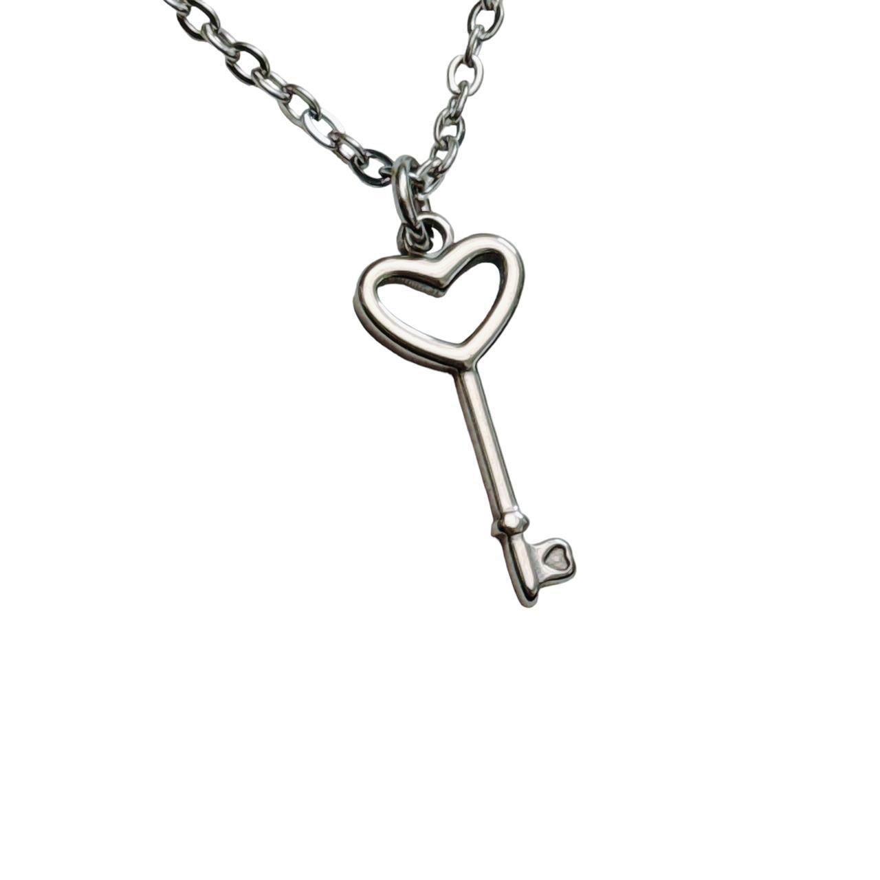 Silver Heart Key Necklace