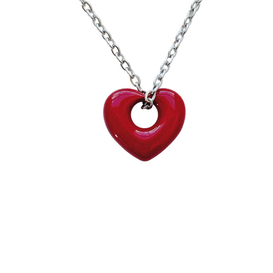 Red Puffy Heart Necklace